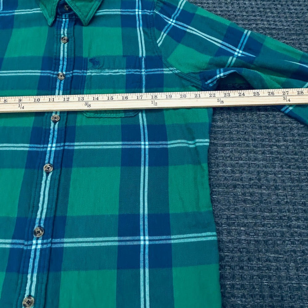 Abercrombie Fitch Musle Fit Lined Flannel Mens XXL Green Blue Plaid Shirt Jacket - Picture 4 of 8